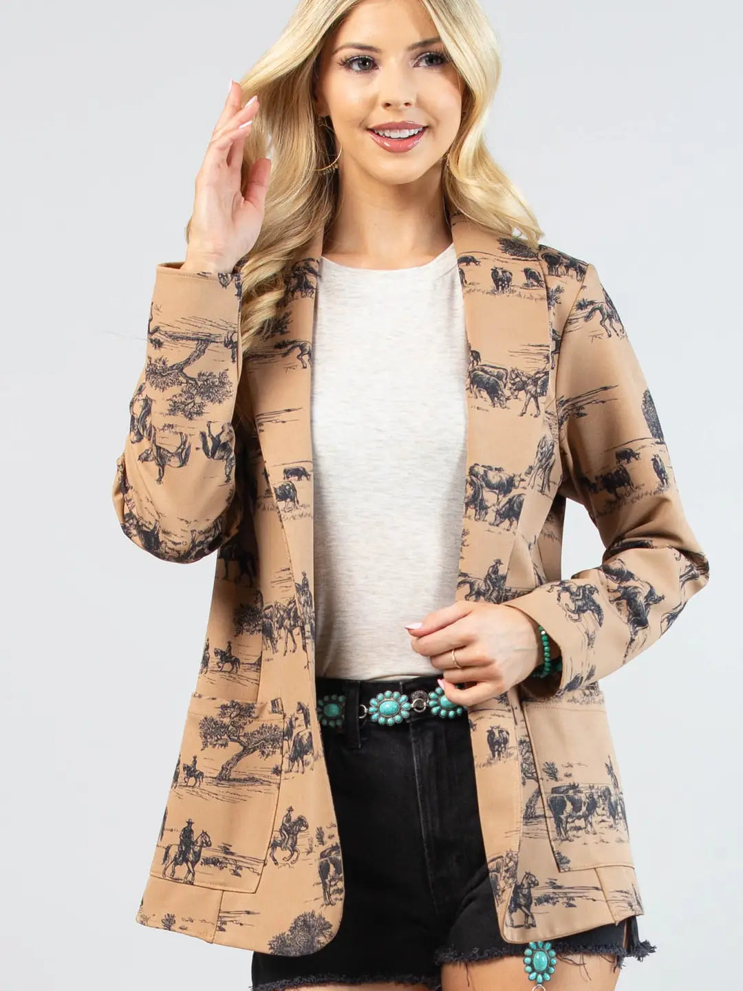 Wild West Print Woven Blazer