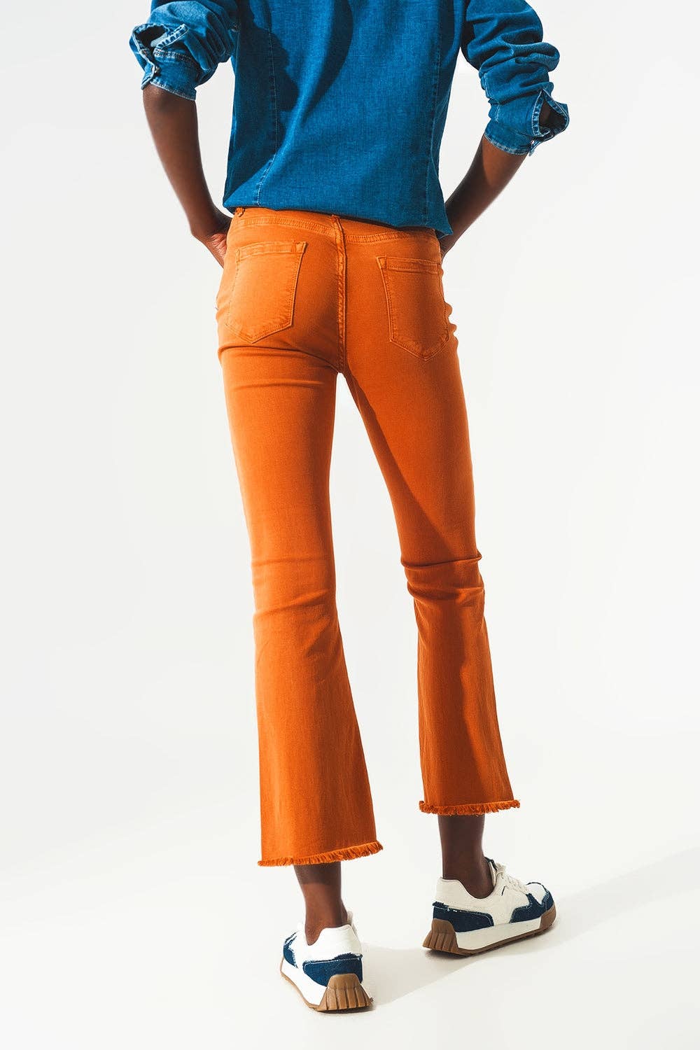Flare Cropped Jeans- Orange