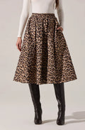Andolina Pleated Leopard Midi Skirt