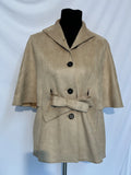 Button-Up Tie Suede Jacket- Taupe