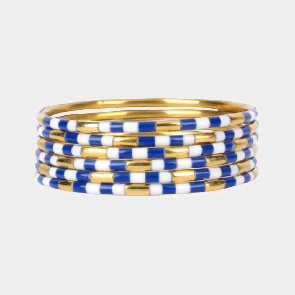 Blue/White Veda Bangles (Set of 6)