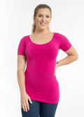 Short Sleeve Reversible Curvy Tank- Pink