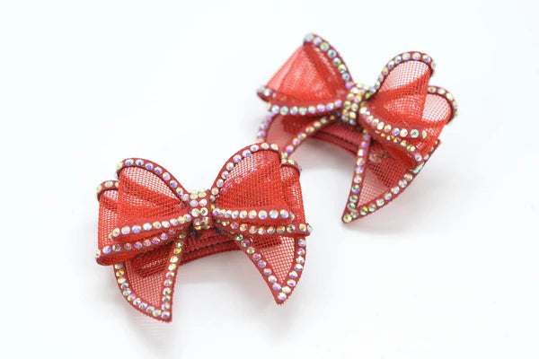 Assorted Rhinestone Clip-On Dog Bows