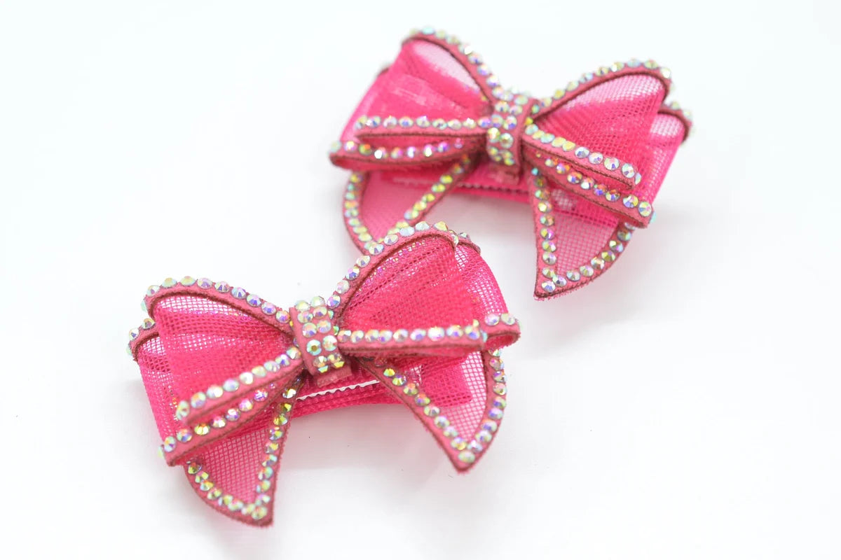 Assorted Rhinestone Clip-On Dog Bows