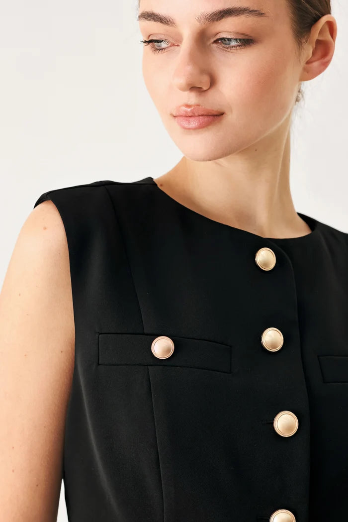 Solid Woven Vest- Black