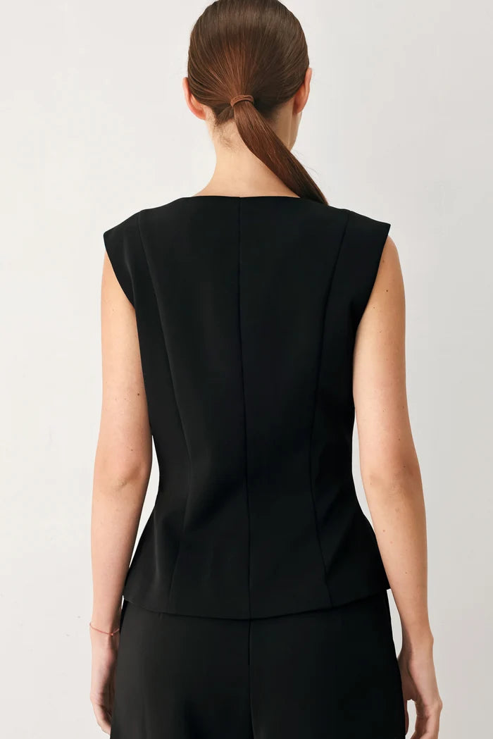 Solid Woven Vest- Black