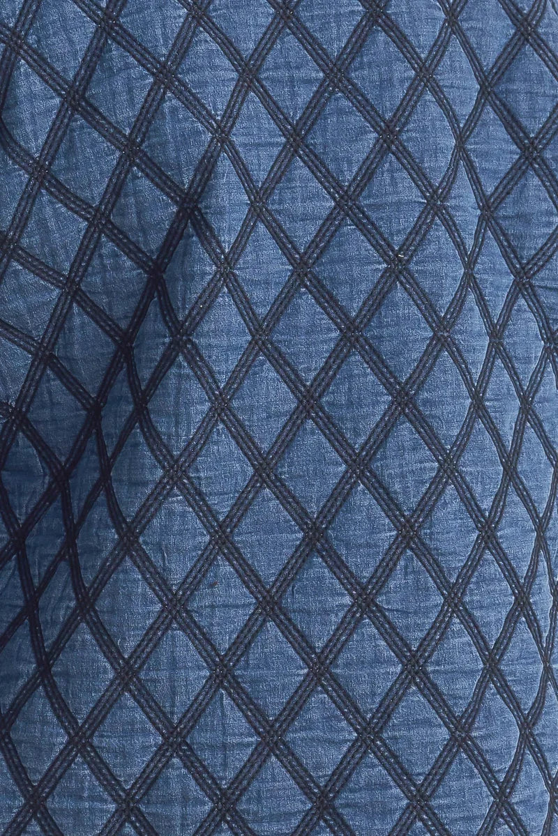 A-Quilted Woven Jacket & Short Set- Denim Blue