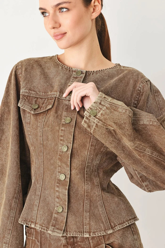 Vintage Denim Jacket- Brown