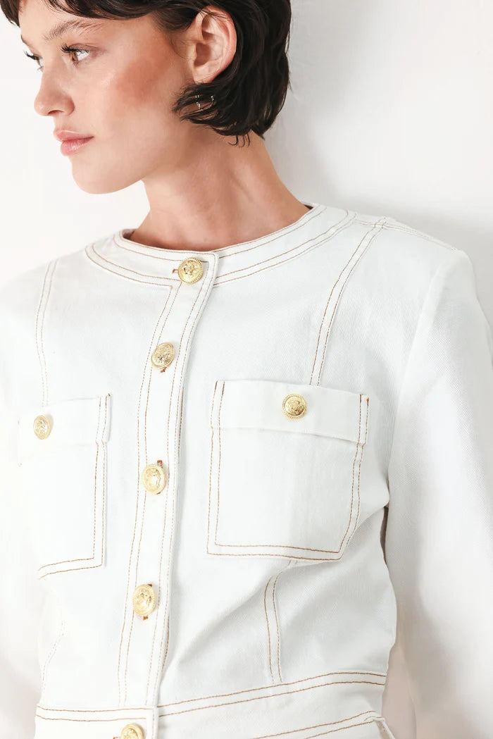 Cropped Woven Jacket- Off White