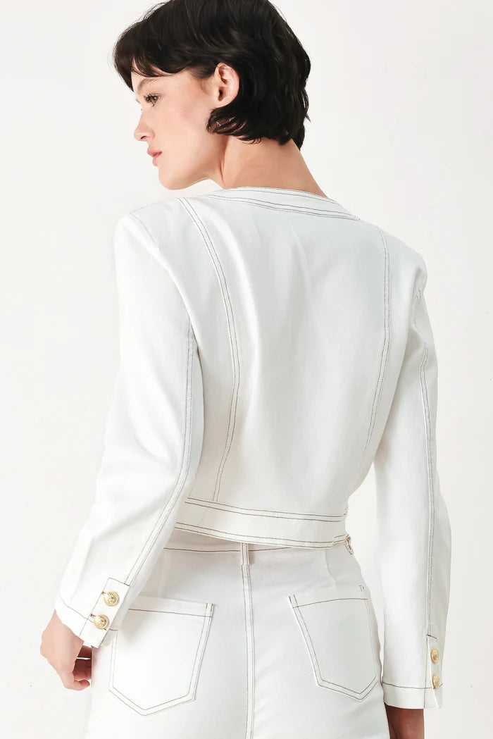 Cropped Woven Jacket- Off White