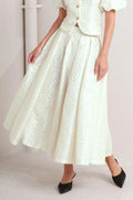 Textured Midi Skirt- Cream