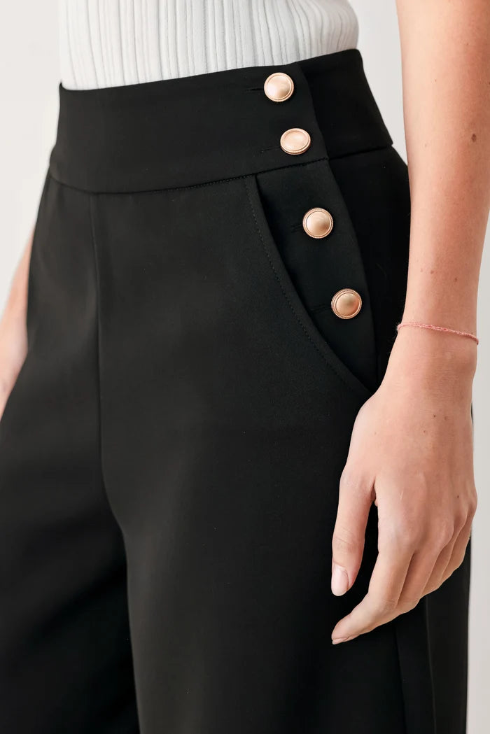 Solid Woven Pants- Black