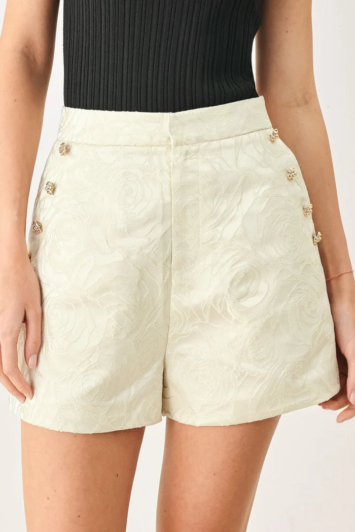 Floral Woven Short- Cream/Gold