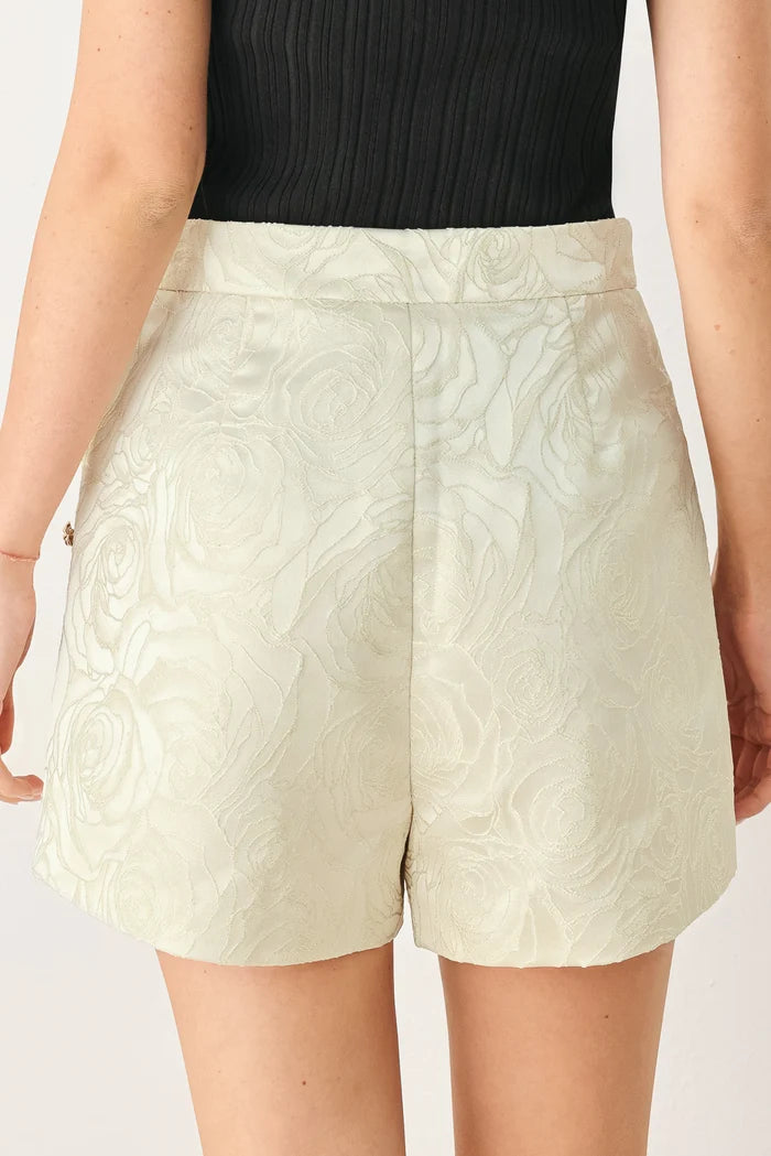 Floral Woven Short- Cream/Gold