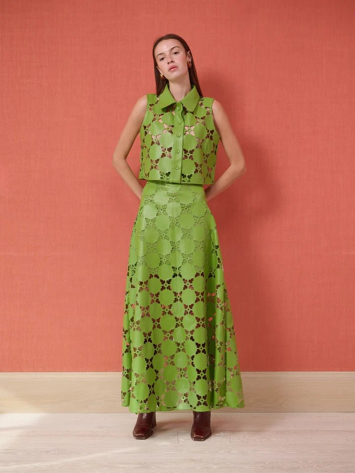 Sleeveless Button Down- Green