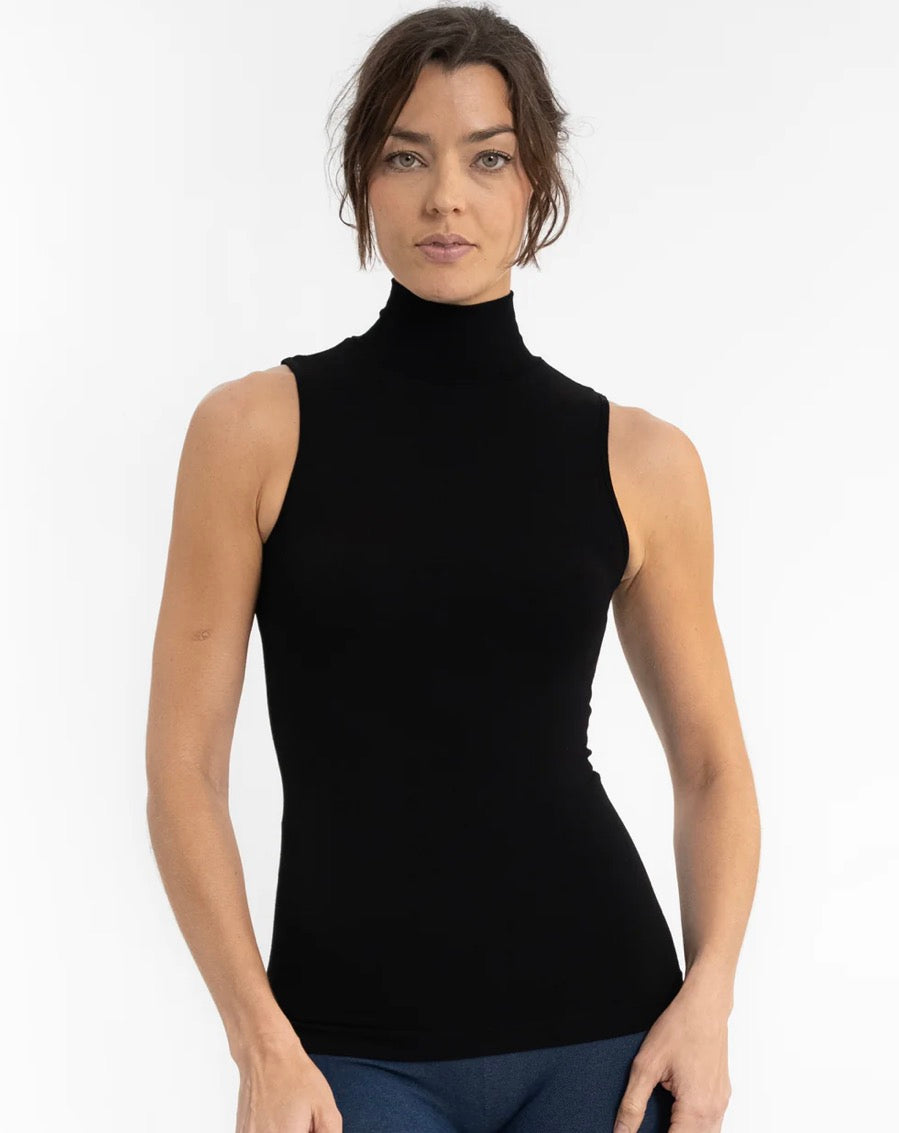 Sleeveless Regular Mock Neck- Black