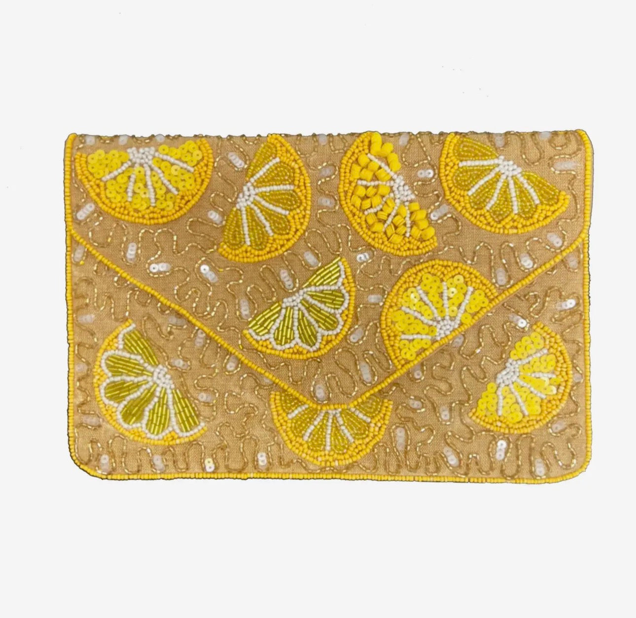 Lemon Beaded Clutch