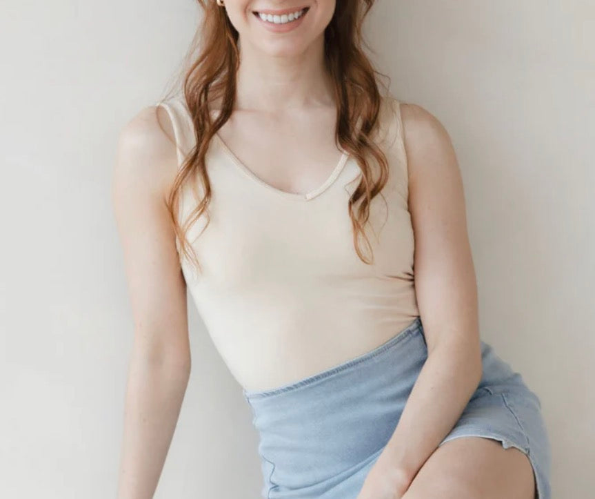 Reversible Tank- Almond