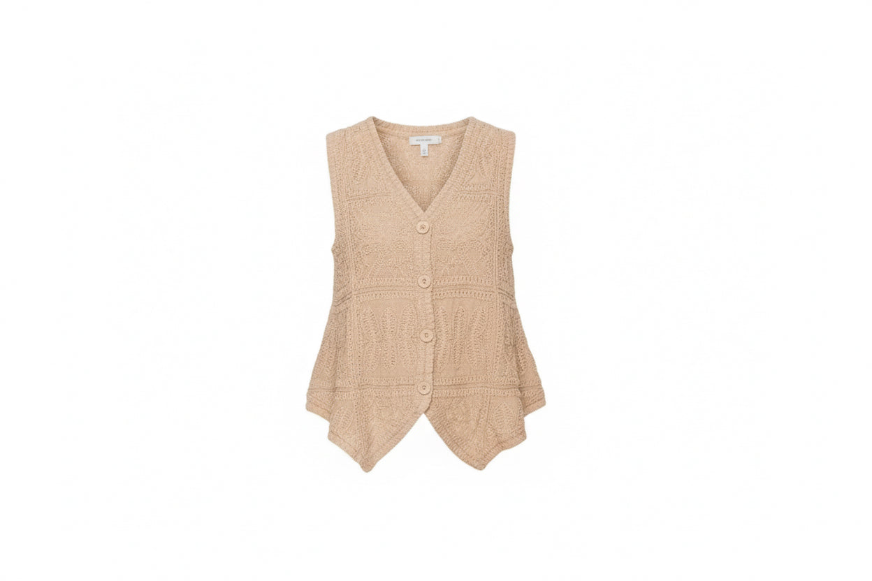 Crochet Lace Vest With Buttons