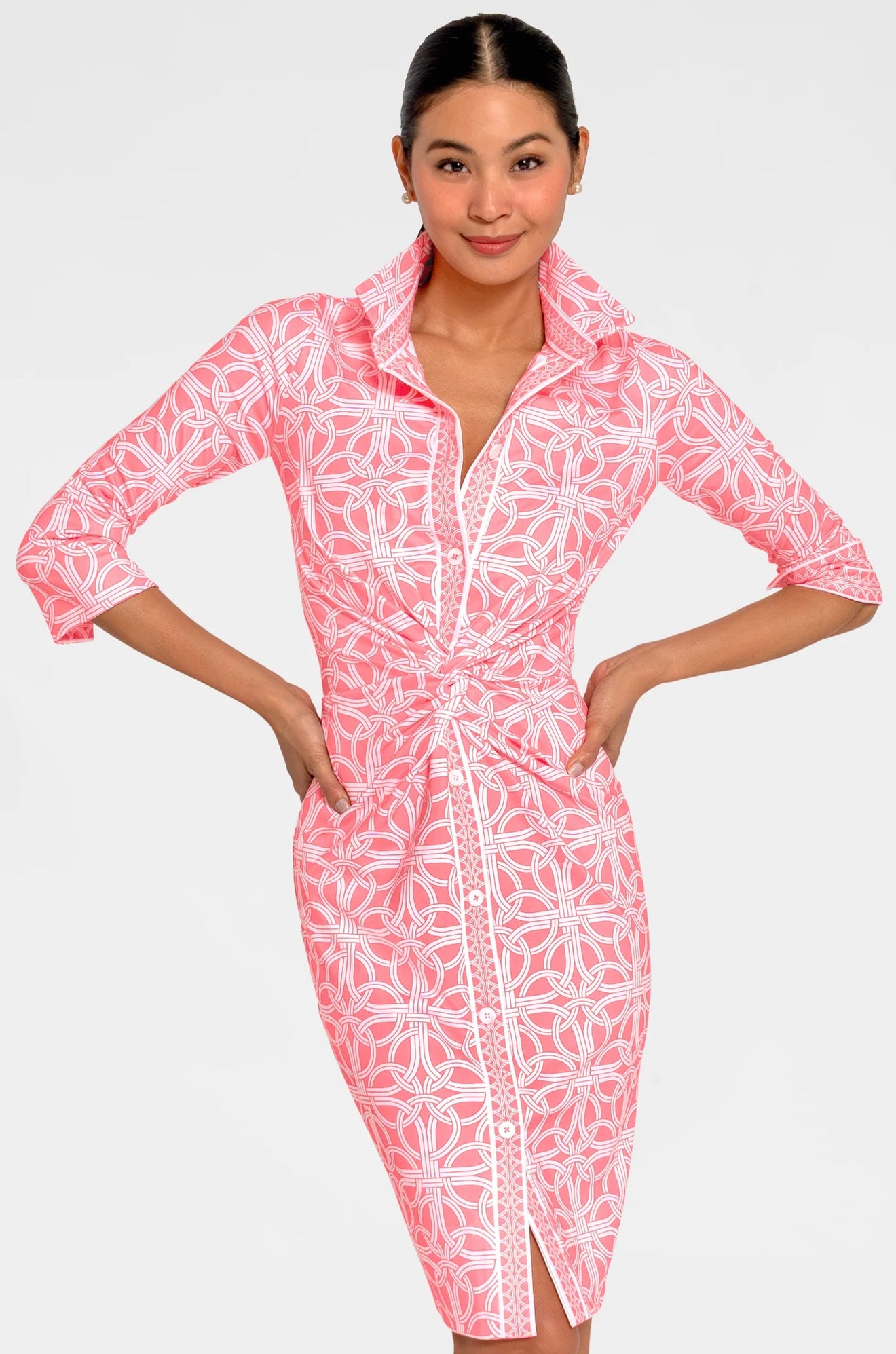 Twist & Shout Dress (Ring Toss)- Shocking Pink