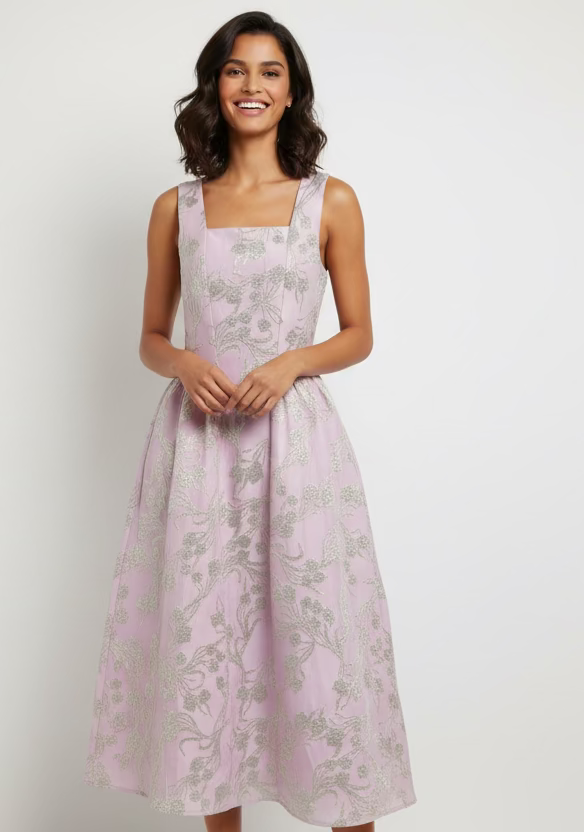 Orchid Jacquard Midi Dress