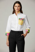 Beth Bell Sleeve Button Up- White