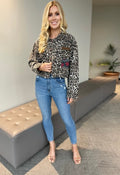 Leopard Floral Jean Jacket