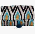 Black & Aqua Velvet Clutch