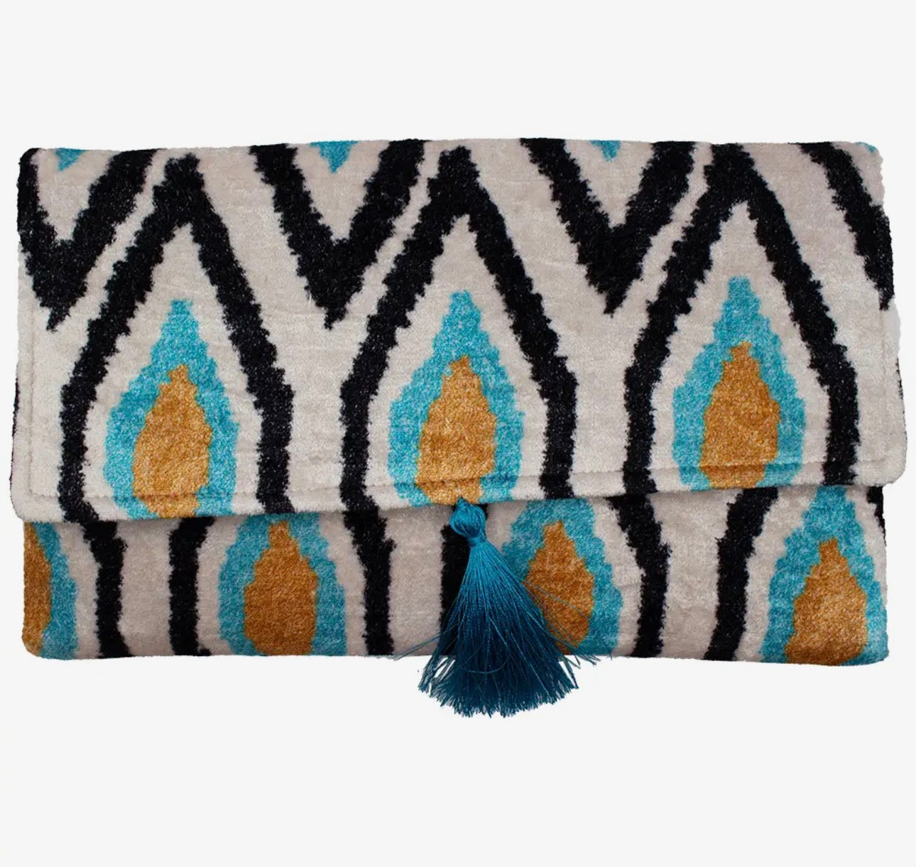 Black & Aqua Velvet Clutch