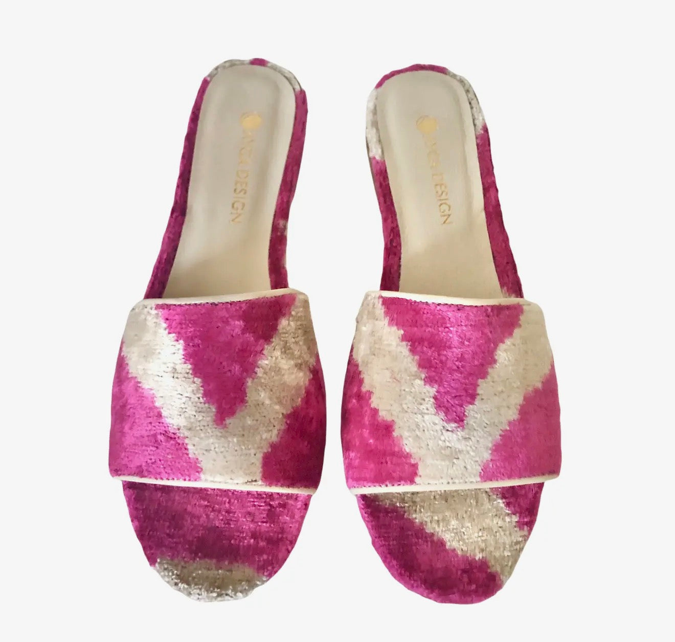 Pink Velvet Open Toe Shoe