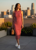 Stripe Midi Dress- Red/White