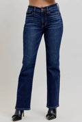 Mid Rise Dark Wash Classic Bootcut, Petite Inseam Jeans