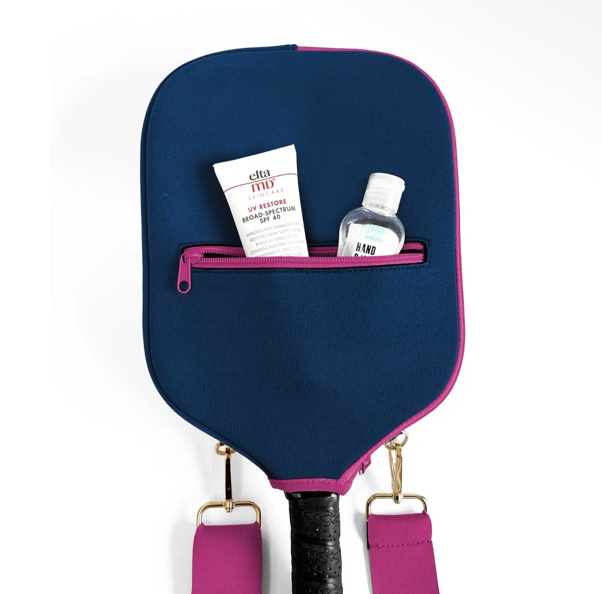 Pickleball Paddle Cover with Strap, Storage & Clip- Navy Blue