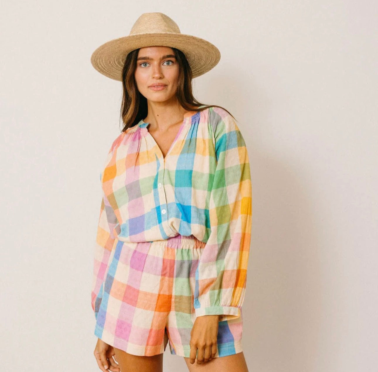 Rainbow Plaid Lucia Top