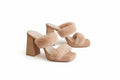 The Simone Blush Fuzzy Banded Platform Party Heel