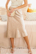 Leopard Patterned Jacquard Bias Cut Slip Skirt- Mocha