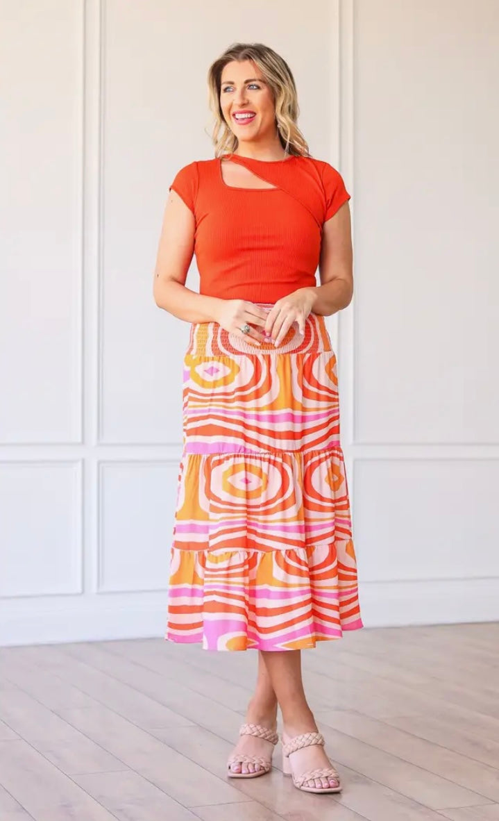 The Marilyn Midi Skirt- Orange