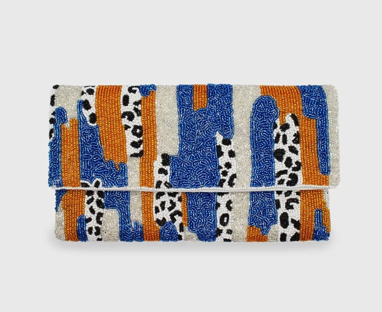 Cooper Cow Print Beaded Clutch