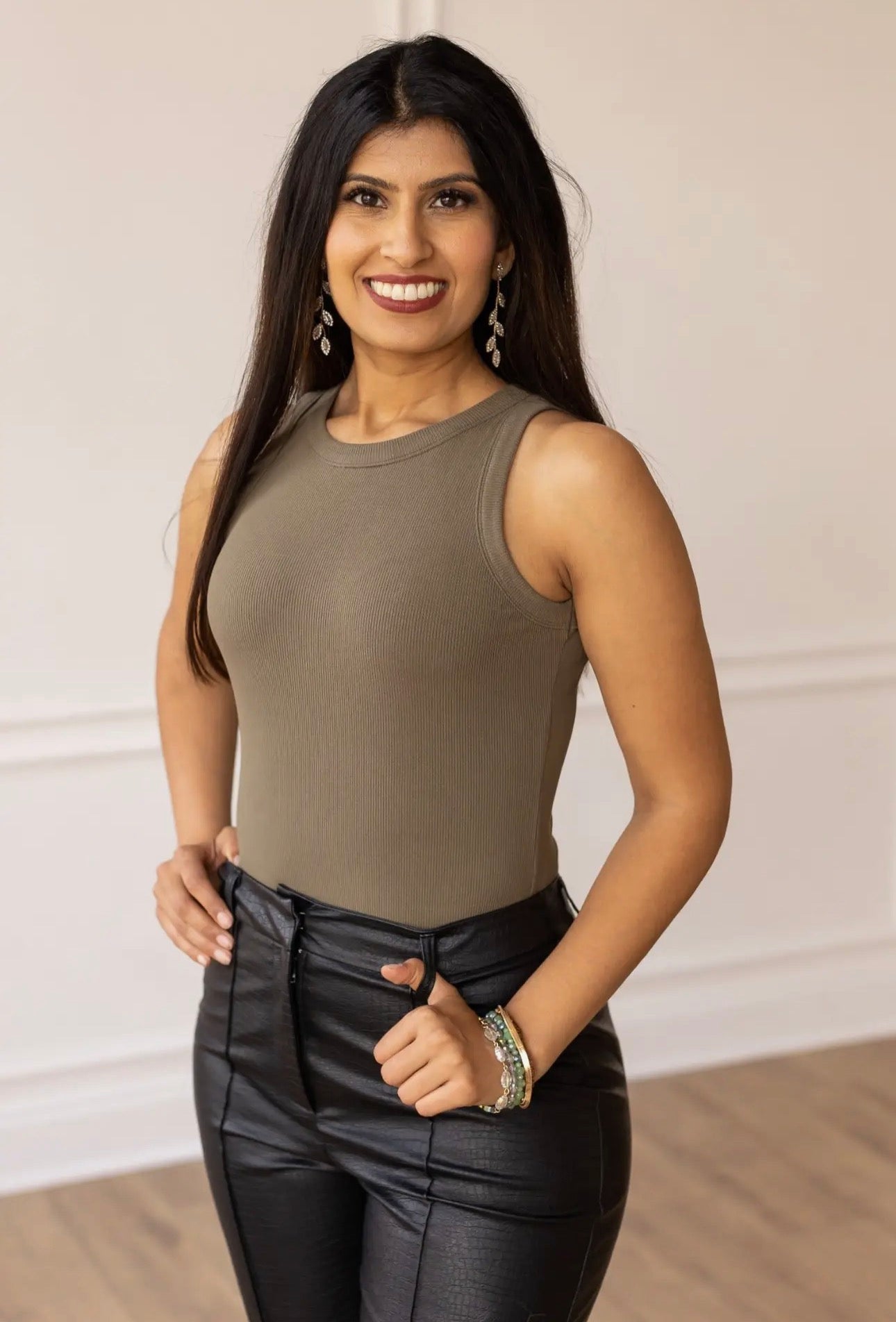 The Maddy Ribbed Bodysuit- Olive