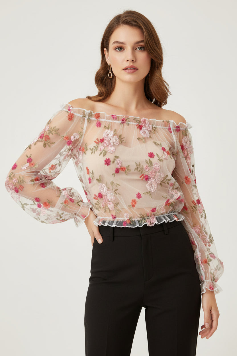 Floral Sheer Crop Top