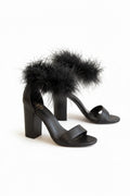 The Sasha Feathered Ankle Block Heel