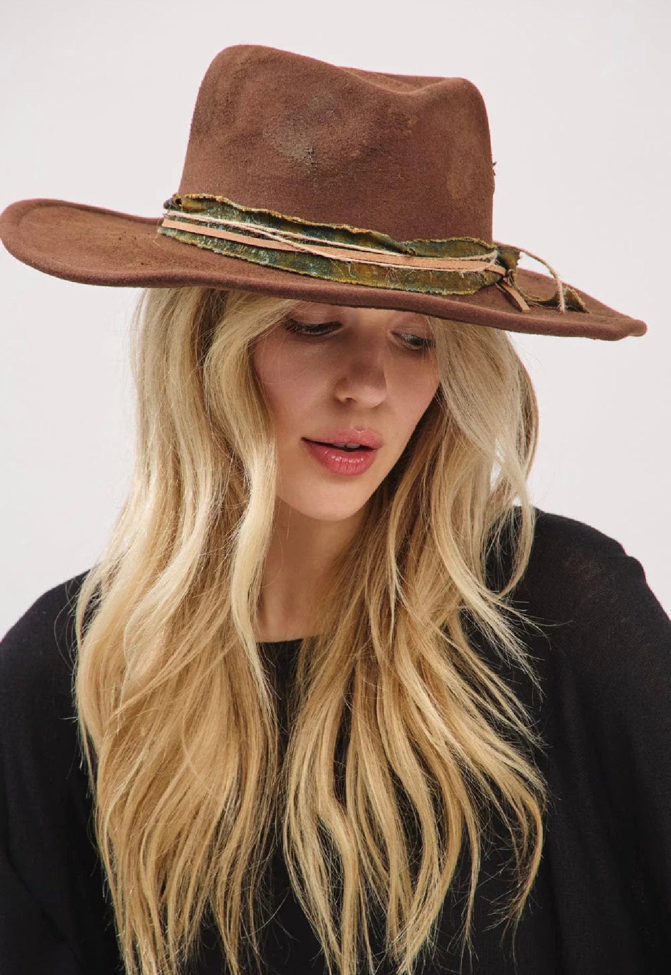 Scarlett Heritage Worn Shapable Cowboy/Fedora Hat- Brown