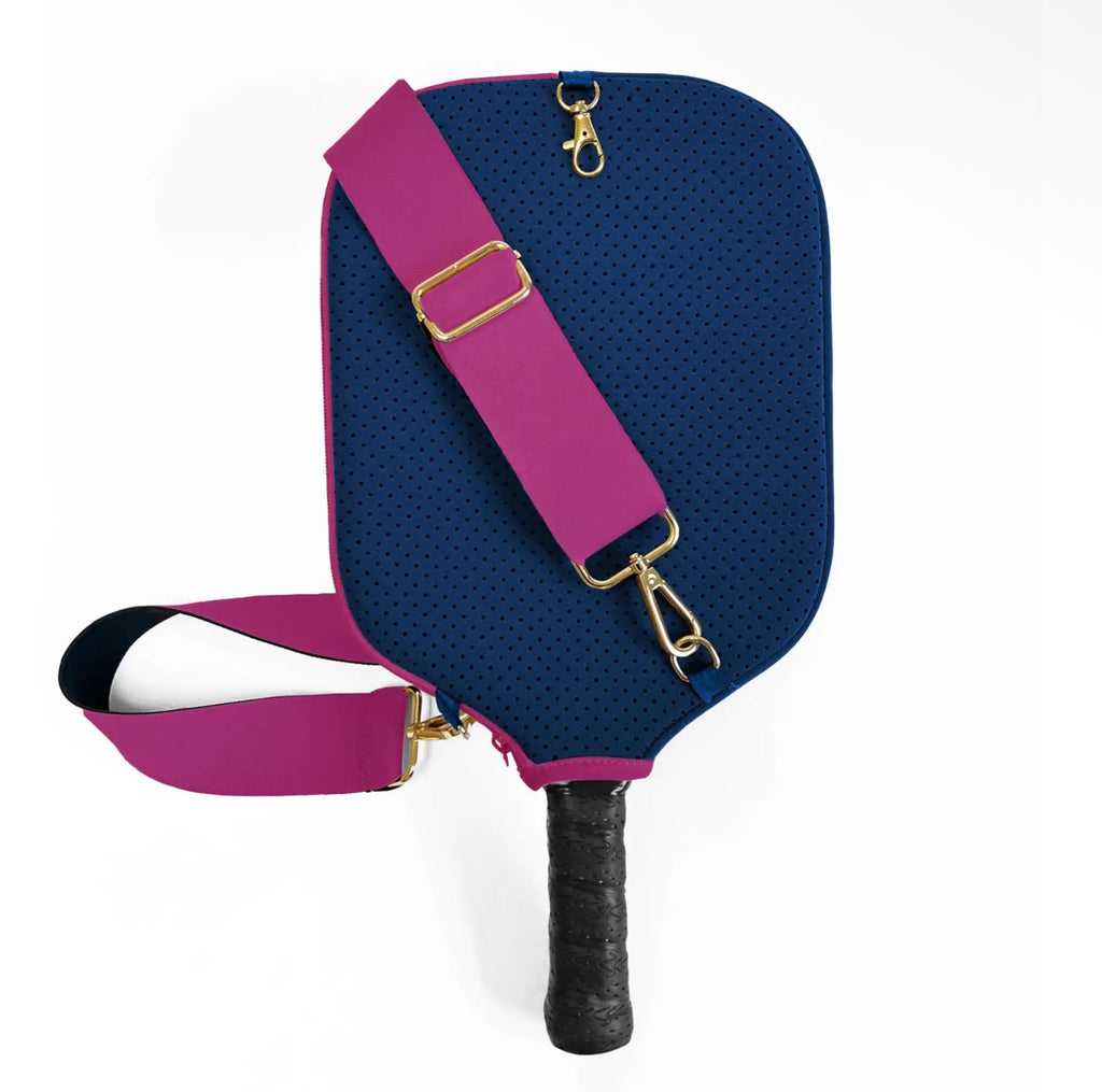 Pickleball Paddle Cover with Strap, Storage & Clip- Navy Blue