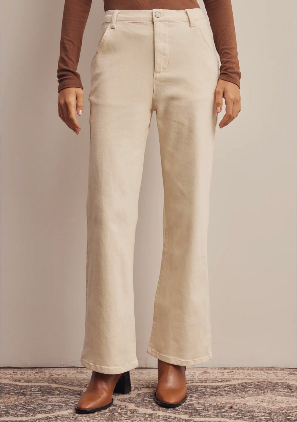 Crochet Pocket Stretch Flare Pants