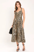 Cheetah Printed Woven Midi Dress
