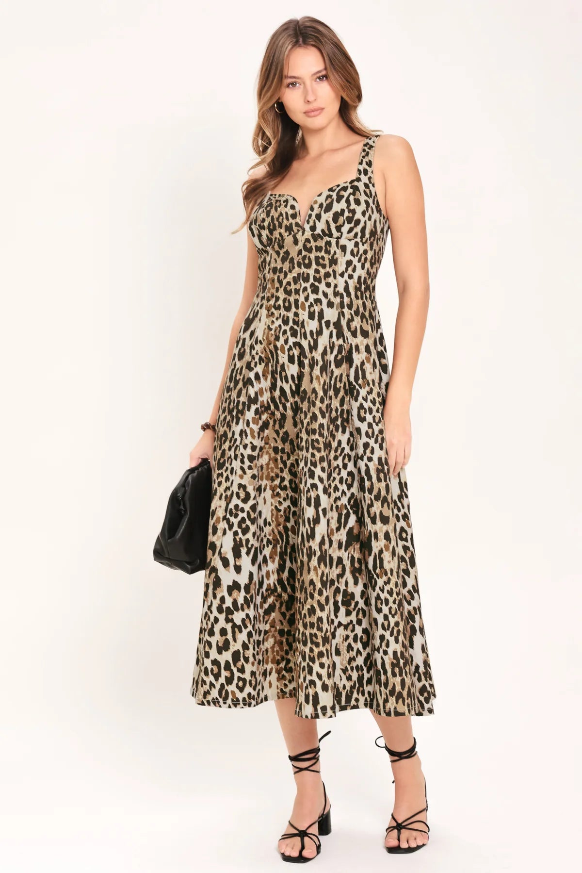 Cheetah Printed Woven Midi Dress