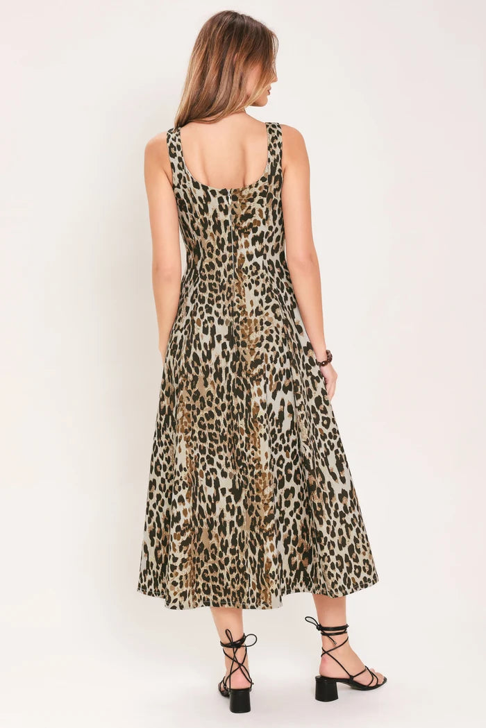 Cheetah Printed Woven Midi Dress