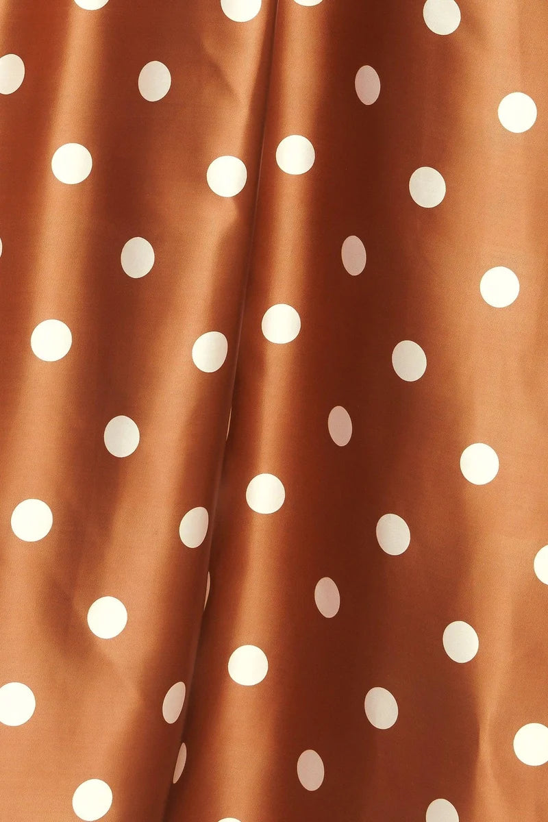 Polka Dot 2 Piece Set with Maxi Skirt- Caramel