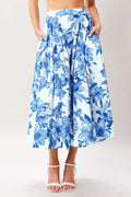 Floral Woven Skirt- Blue