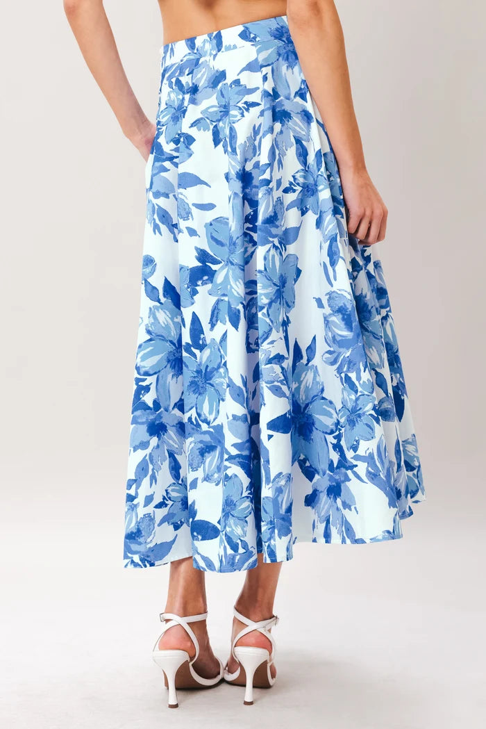 Floral Woven Skirt- Blue